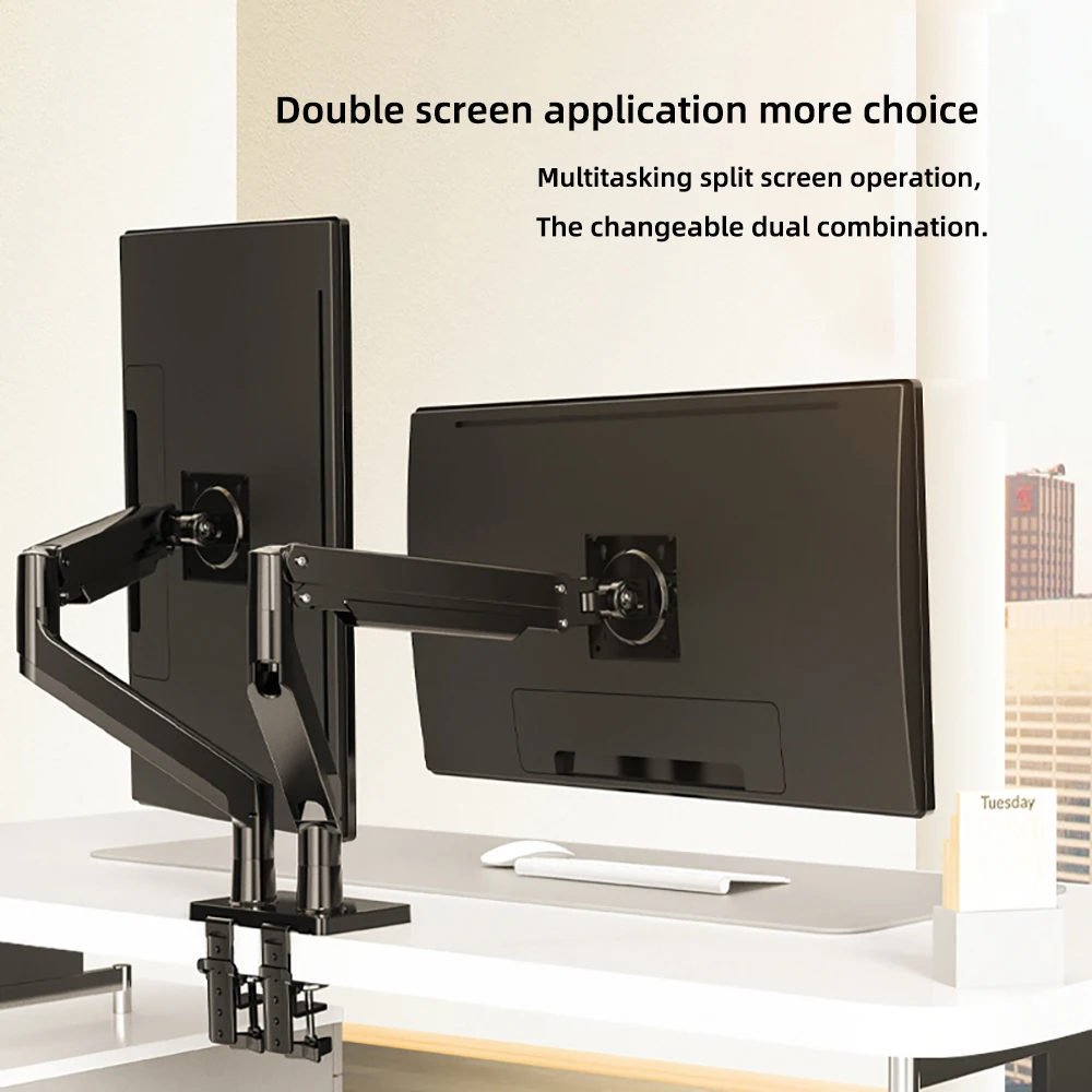 Dual Screen Gas Spring Desktop LCD Arm Mount Dual Arm 22-32 inch Monitor Mount Monitor Stand
