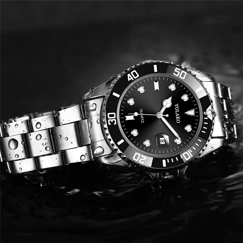 WJ-9791 Custom LOGO High Quality Calendar Quartz Man Wristwatch Gold Stainless Steel Belt Dive Luxury Watch Men