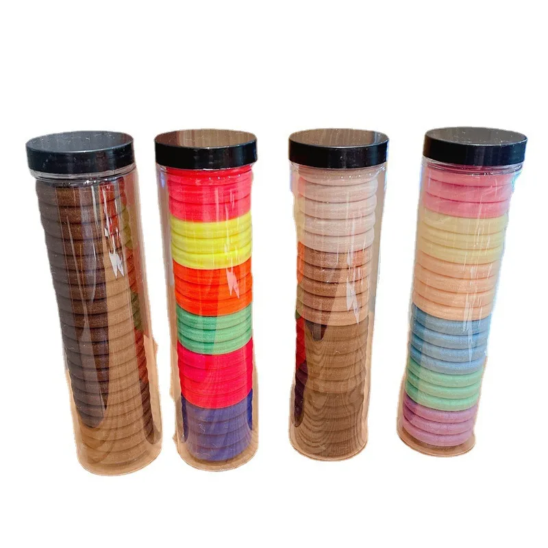 hot sell colorful korean nylon towel hair ring ponytail holder baby accessories rubber elastic hair ties for kids women MOQ 2box