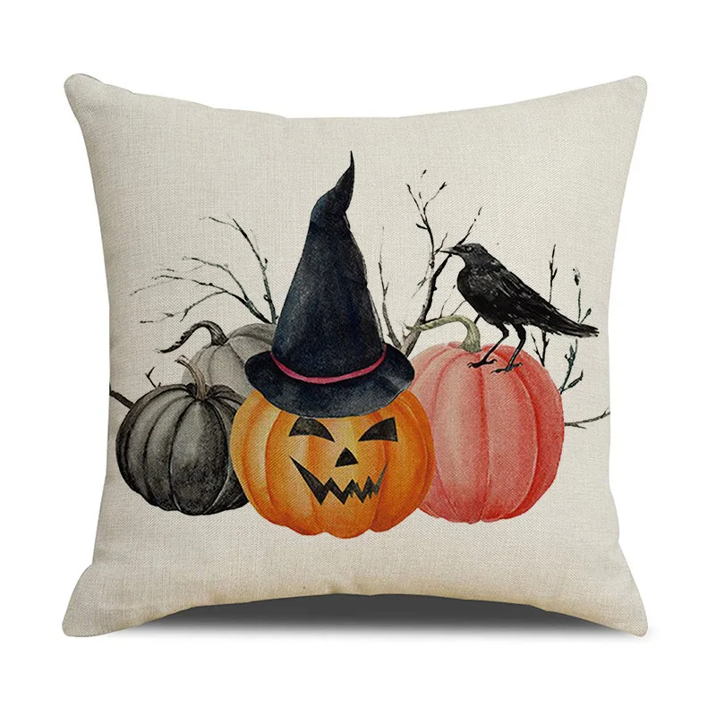 De Halloween Divertidas Halloween Horror Nights 2022 Pumpkin Spider Web 45*45cm Square Cushion Covers for Sofa  Decor Pillowcase