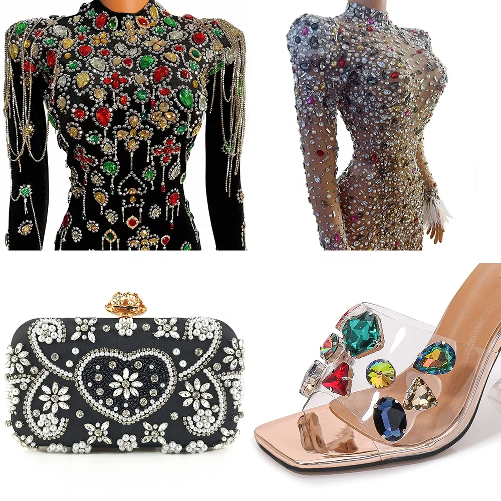 Water Drop Glass Rhinestone Gold Claw Setting Teardrop Shaped Crystal Sewing Charms Decorative Wedding Dress Jewelry Accessories