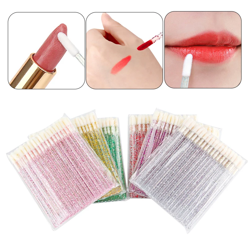 Astinlash Pink Black Clear Handle Lip Brush Lip Gloss Applicators Crystal Lashes Micro Lip Brushes For Eyelash Extensions