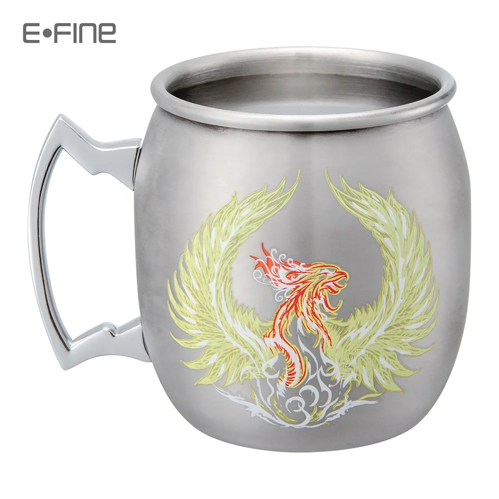EFINE Stainless Steel Bar Mugs Creative Cup Cold Heat Temperature Sensitive Color Changing Magic Mug with Handle