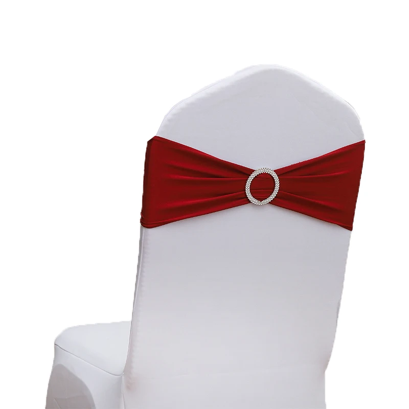 Лидер продаж, Свадебный эластичный чехол из спандекса на стул золотого и серебряного цвета с поясом и пряжкой, украшение для свадьбы и банкета