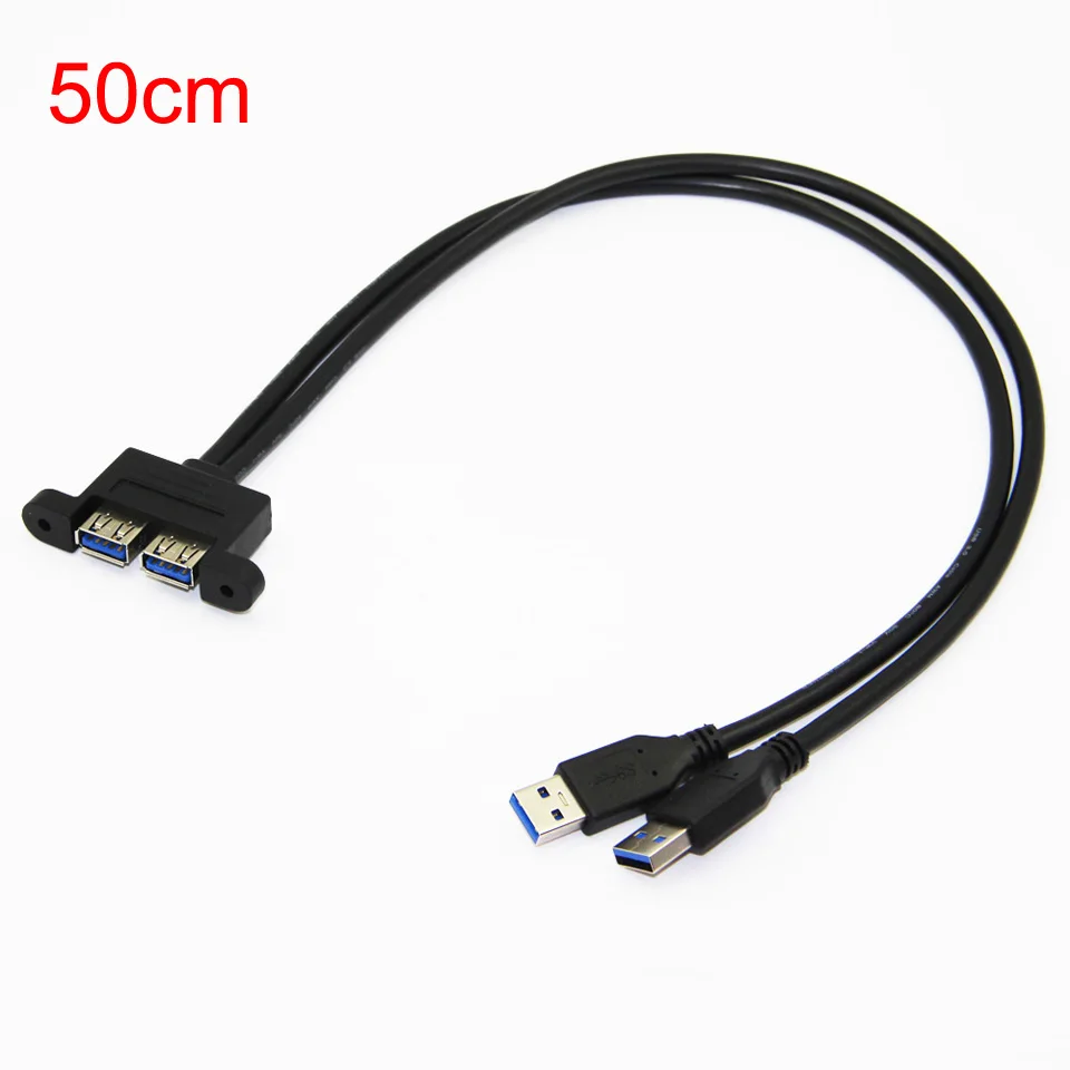 USB 3.0 Male to Dual USB 3.0 Female USB 3.0 Extension Cable with Screw Panel Mount Shielded 30cm 50cm 1m 1.5m