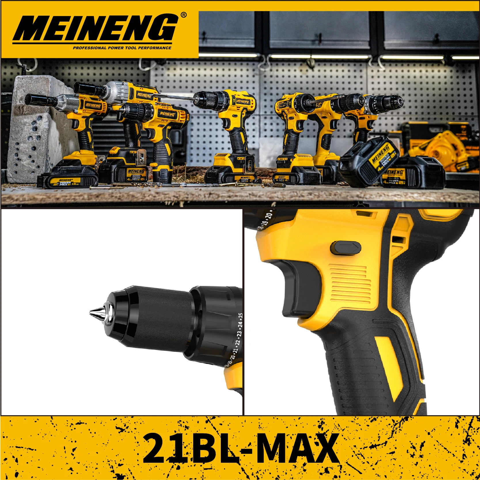 High Quality 21V Rechargeable Lithium Battery 13mm Portable Cordless Industrial Electric Drill