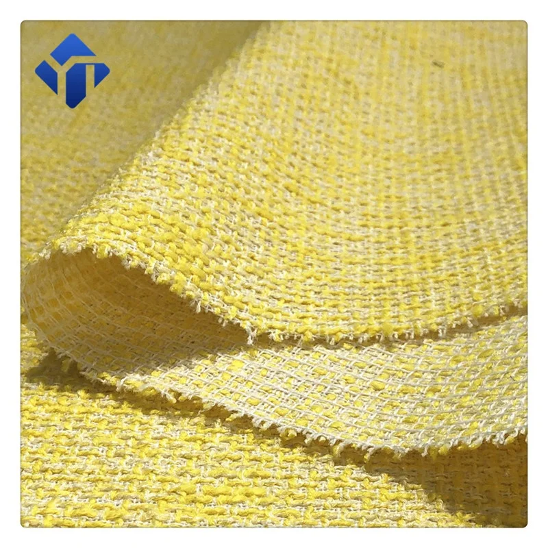 
Polyester cotton blend yellow tweed womens clothing fabric 