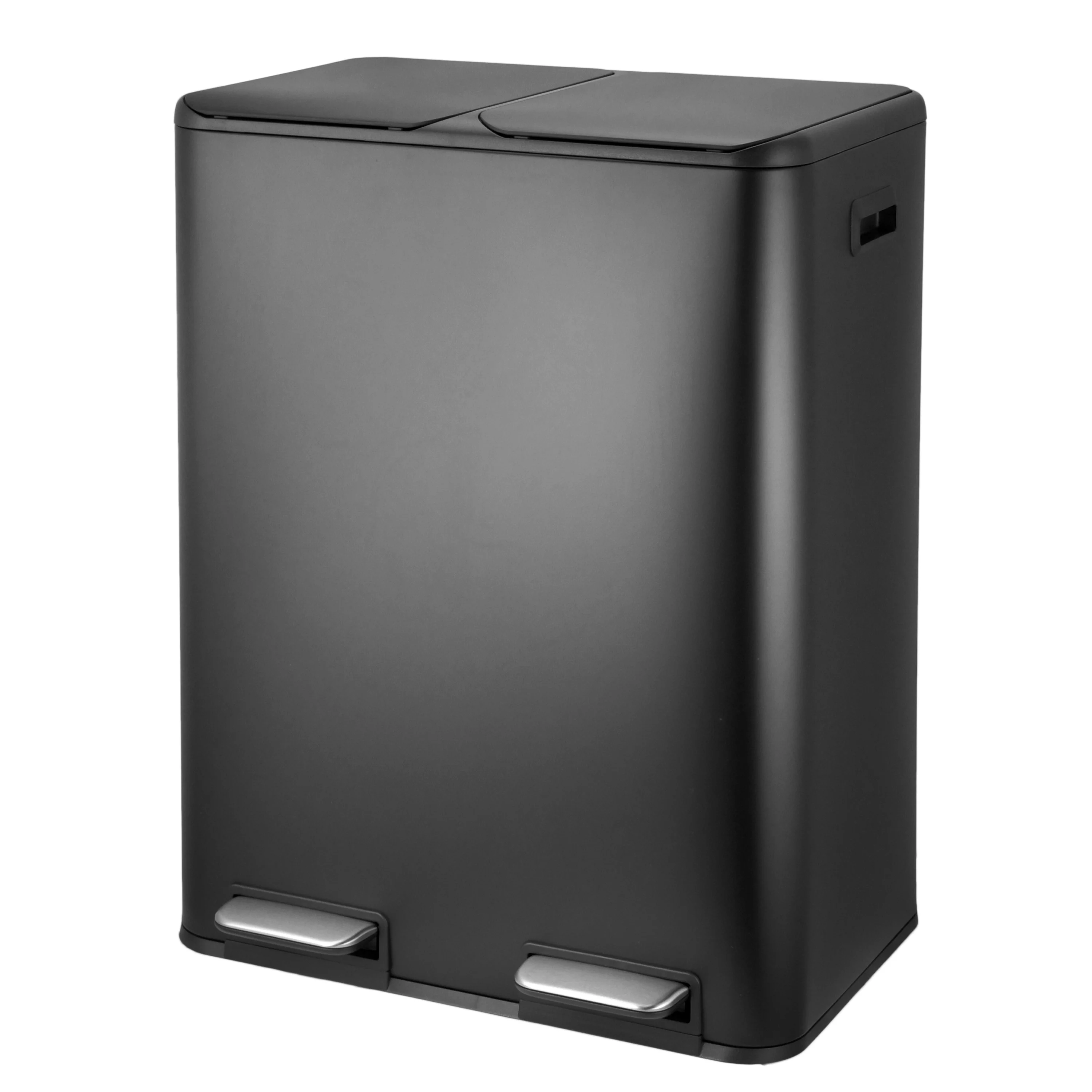 Large 15.8 Gallons 60L Pedal dustbin Stainless Steel Rectangular Trash Can Pressing Type Storage Bucket Structure Closing