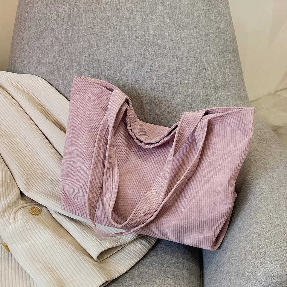 Wholesale High-capacity Portable Reusable Custom Shopping Corduroy Tote Bag