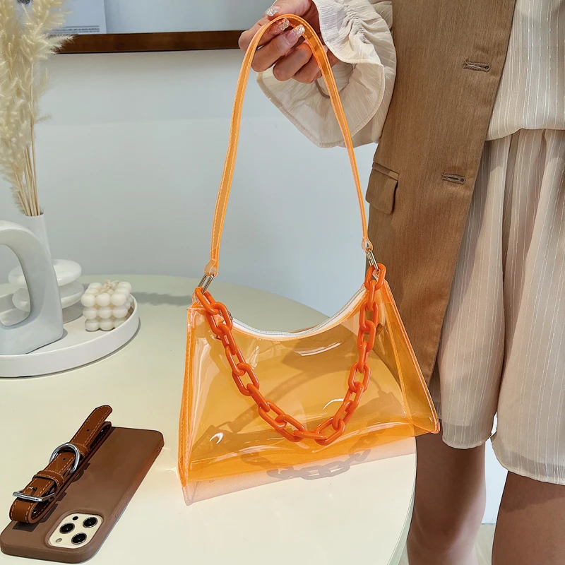Роскошные конфетные пластиковые сумки на плечо с цепочкой Дамский прозрачный кошелек из ПВХ для женщин
