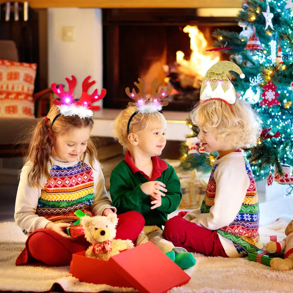 Christmas Glowing Hair Bands Antler Moose Headband Headdress Christmas Decoration