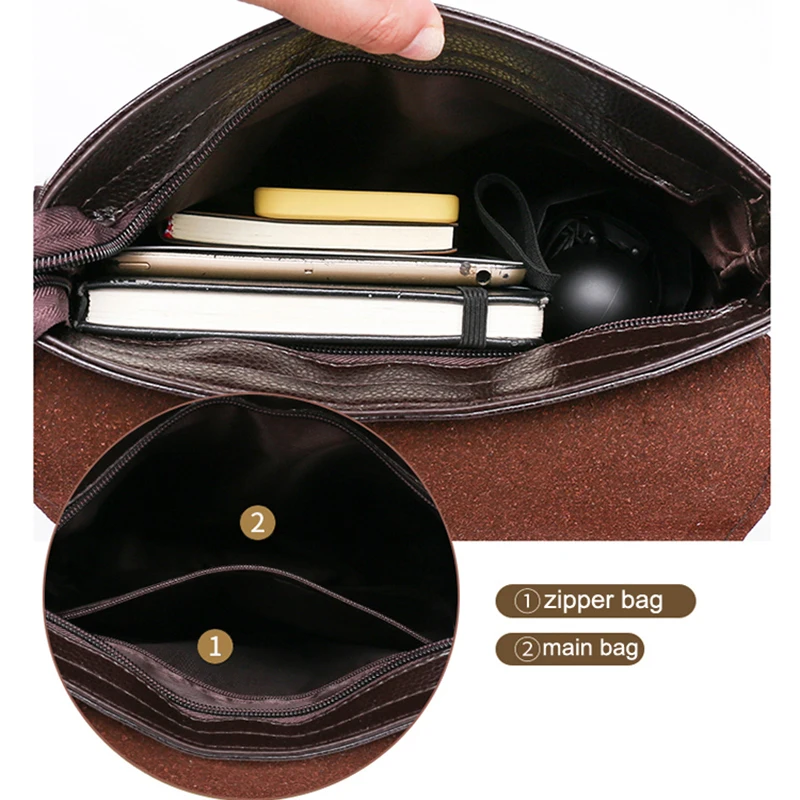 Factory Sales Cheap Custom Waterproof Soft PU Leather Square Men Briefcase Shoulder Crossbody Messenger Bag