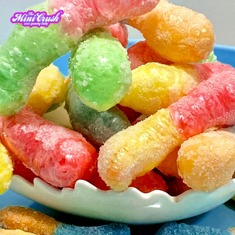 Crunch Candies Freeze Dried Sour Gummy Worms Sweet and Sour Confectionery