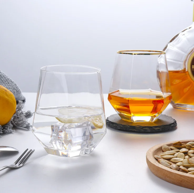 
Six prismatic gold whisky household water glass cocktail glass 