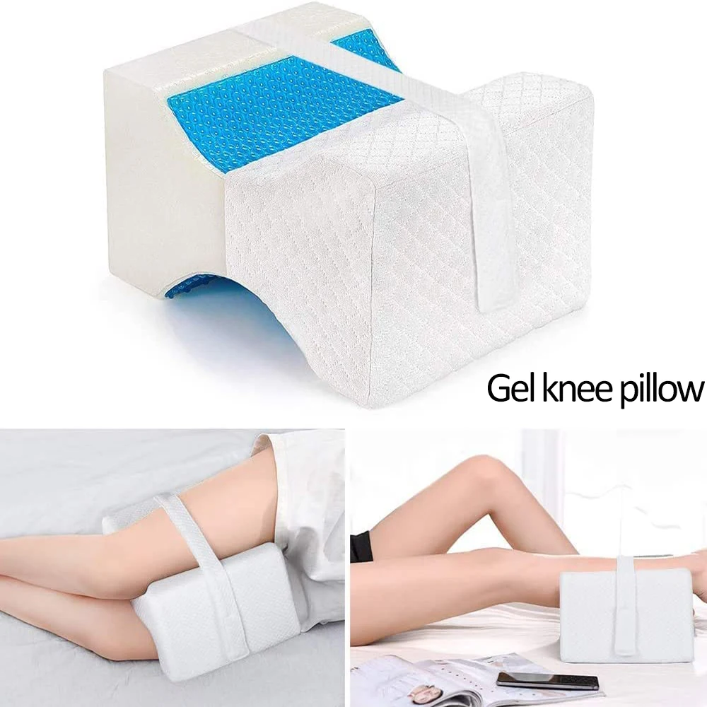 Ergonomic Cooling Gel Memory Foam Orthopedic Side Sleeper Knee Support Pillow with Gel