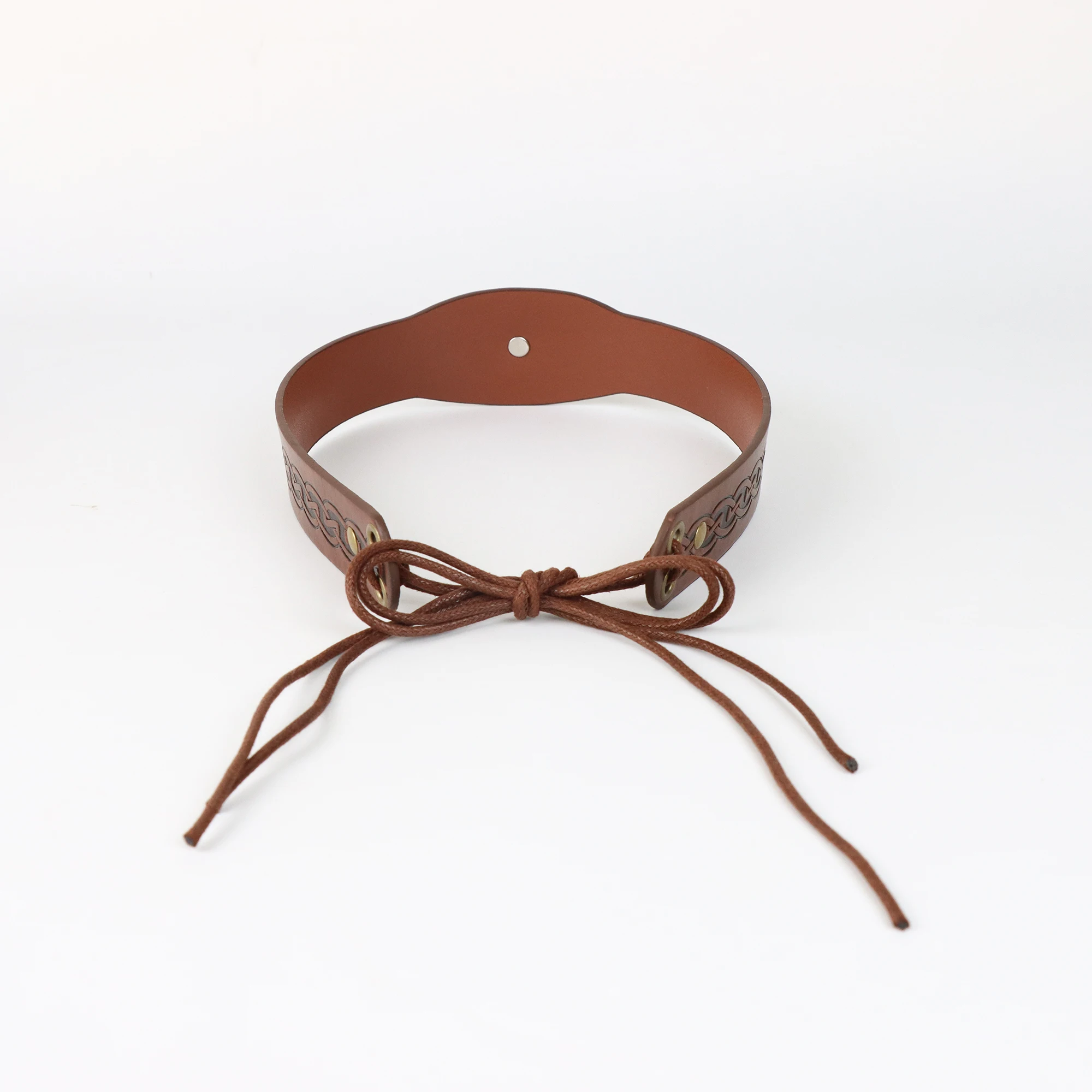 Medieval Embossed Faux Leather Headpiece, Retro Renaissance Adjustable Headband, Cosplay Costume Accessories