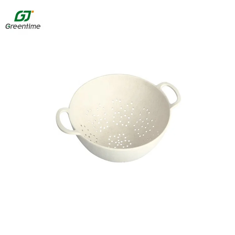 Bamboo Fiber Functional Easy-washing Kitchen Pantone Color Biodegradable Colander With Handle
