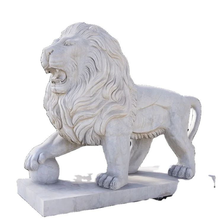 Garden decorative hand carved front door small marble lion statues