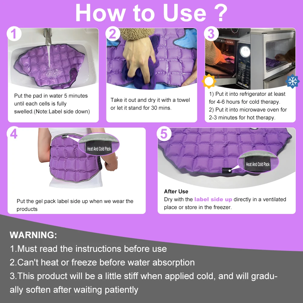 World-bio Purple Knee Ice Pack Wrap Cold Ice Pack for Knee Therapy Ice Gel Brace for Knee Arthritis Pain Relief