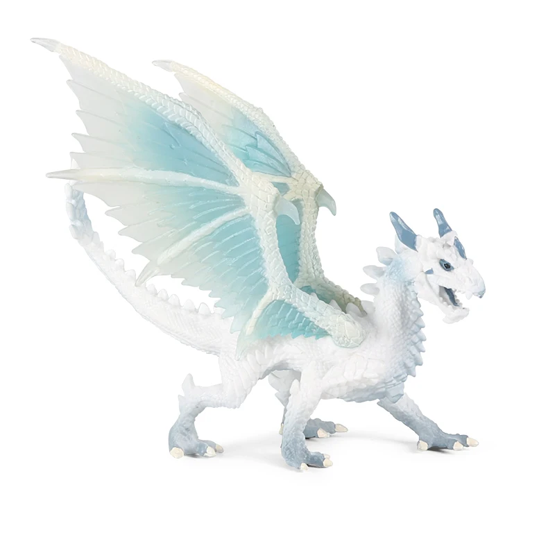 Oenux Wholesale PVC Dinosaur Toys Emulatinal Chinese Myth Ice Dragon Model Animals Figurines Theme Party Decorate Holiday Gifts