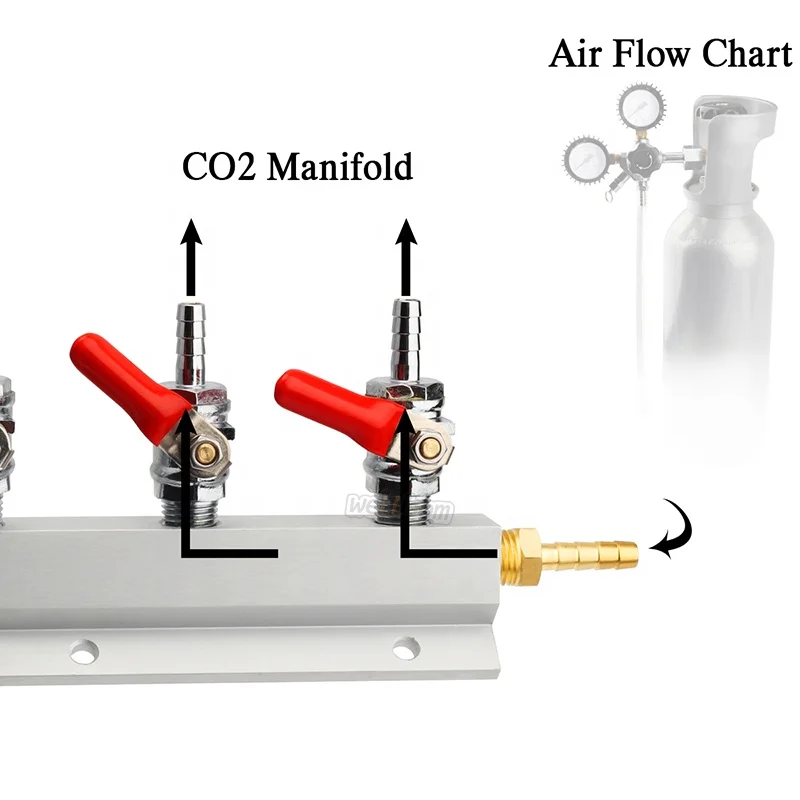 2 Way Gas Manifold Homebrewe Beer CO2 Dispenser Integrated Check Valve Self-made Beer Brewing Tool