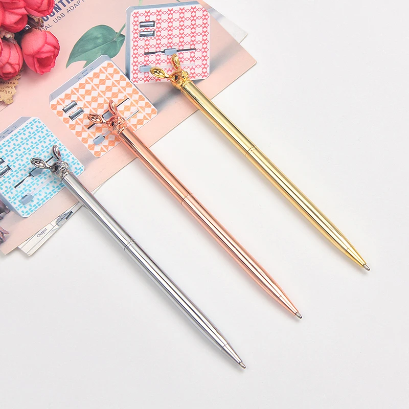 New style metal ball pen custom logo hotel ball pen ballpoint pen with rabbit on the top