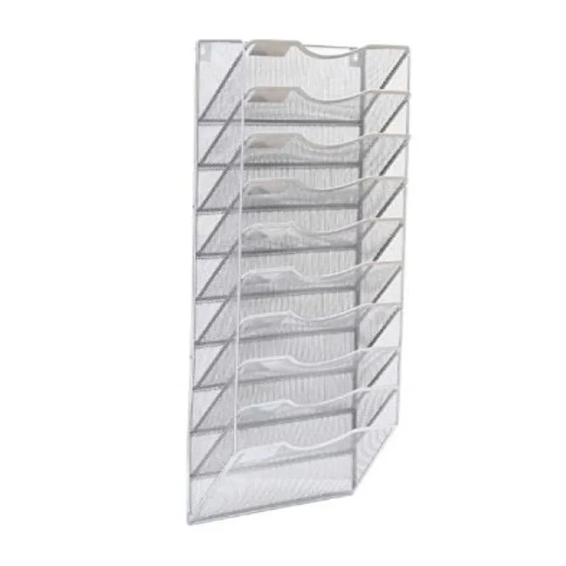 Wall File Organizer 10 Tier Hanging File Folder Organizer Vertical Mesh Metal Door/Wall Mount Hanging File Holder