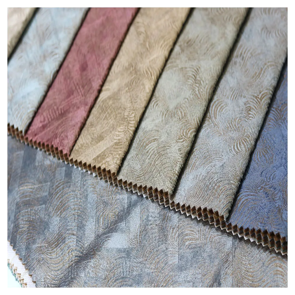 3D Fabric Embossing Green Sofa Holland Velvet l Shape Fabric For Sofa