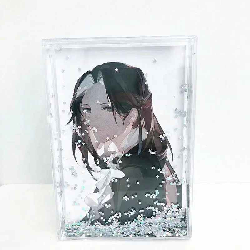 Custom Fashion 4x6 Clear Plastic Floating Sparkle Water Photo Frame Acrylic with Glitter Liquid for Gift Presentations