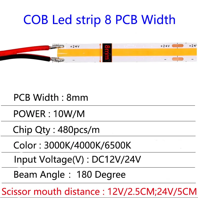 Brightest Directional Smart Wifi Double  Cob Led Strip Club 608 Led 30 M For Meat Showcases
