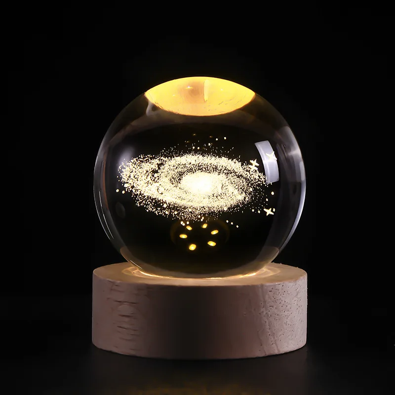 Astronaut Starry Sky Crystal Ball Night Light 3D Inner Carving Luminous Base Creative Ornament Glass Ball For Children Gift