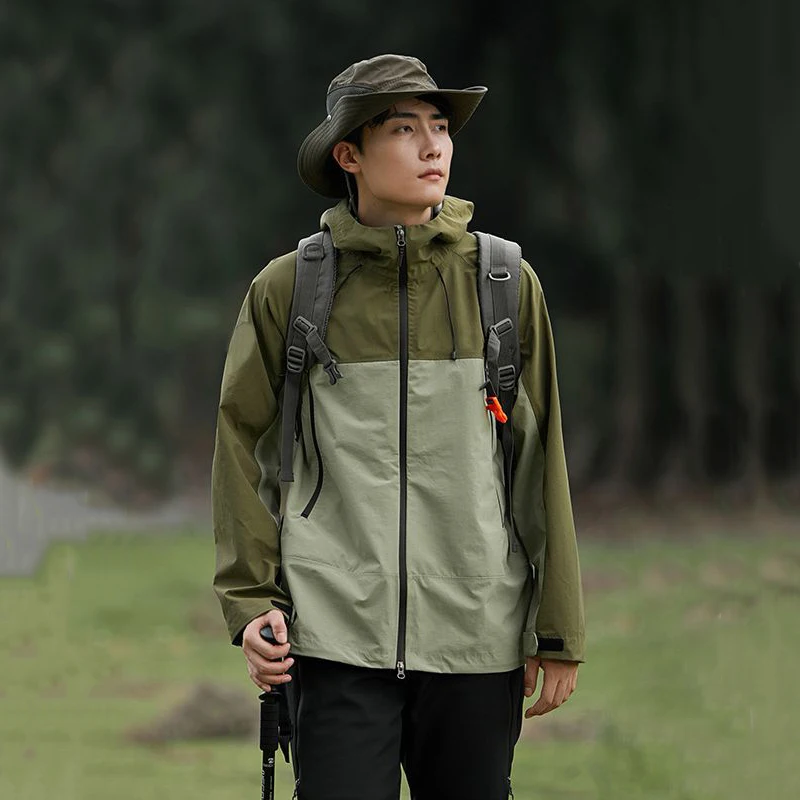 Unisex outdoor jacket spring and autumn thin windbreaker waterproof jacket mountaineering suits raincoat suit jacket waterproof