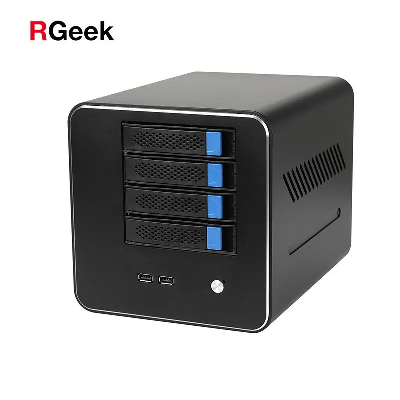 RGeek Custom Logo Universal Full Aluminum 4 Bay 3.5inch HDD Mini ITX PC NAS Storage Server Cases IPFS Enclosure