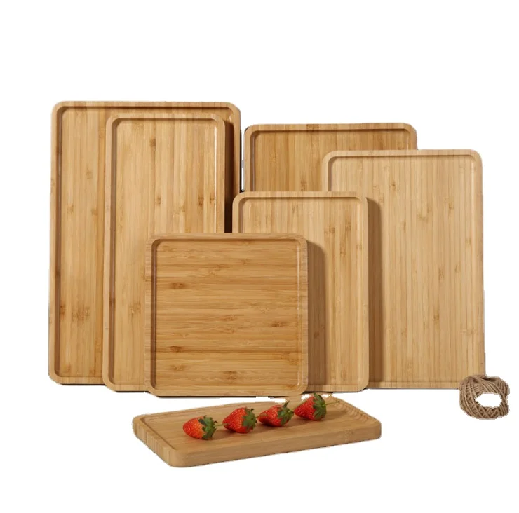 Eco friendly  custom logo bamboo trays food snake serving tray