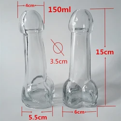 Transparent Penis Shape Drinking Wine Glass Bottle Mug Cocktail Cup Bar Party Dildo Glass Cup