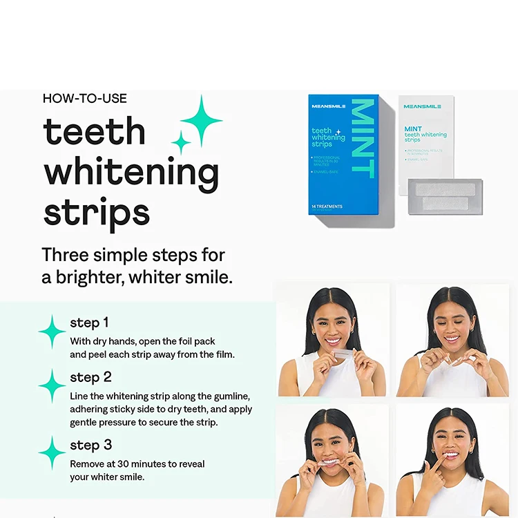 Private Label Professional Home 6% HP Bright White Smile Advanced Tooth White Nature Teeth Whitening Strips For Dental Care