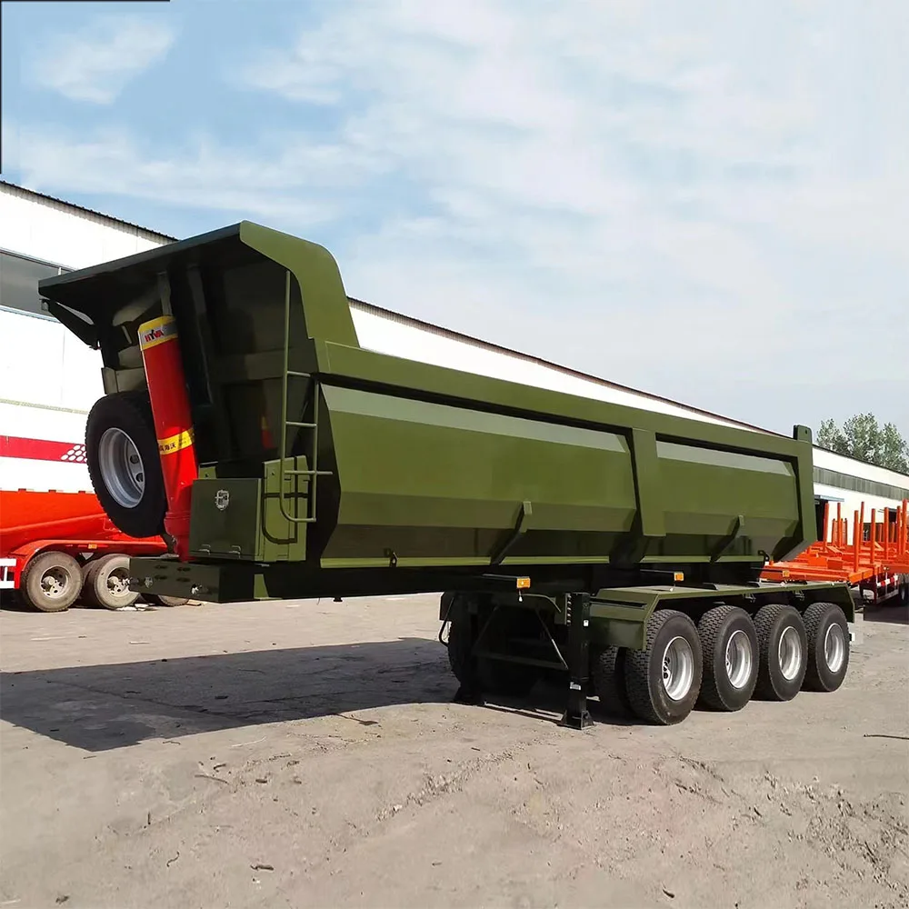 3 Axles 4 Axles U type Hydraulic cylinder 50tons Rear Tipping Semi Truck Trailer 4 axle 70t End Dump Trailer