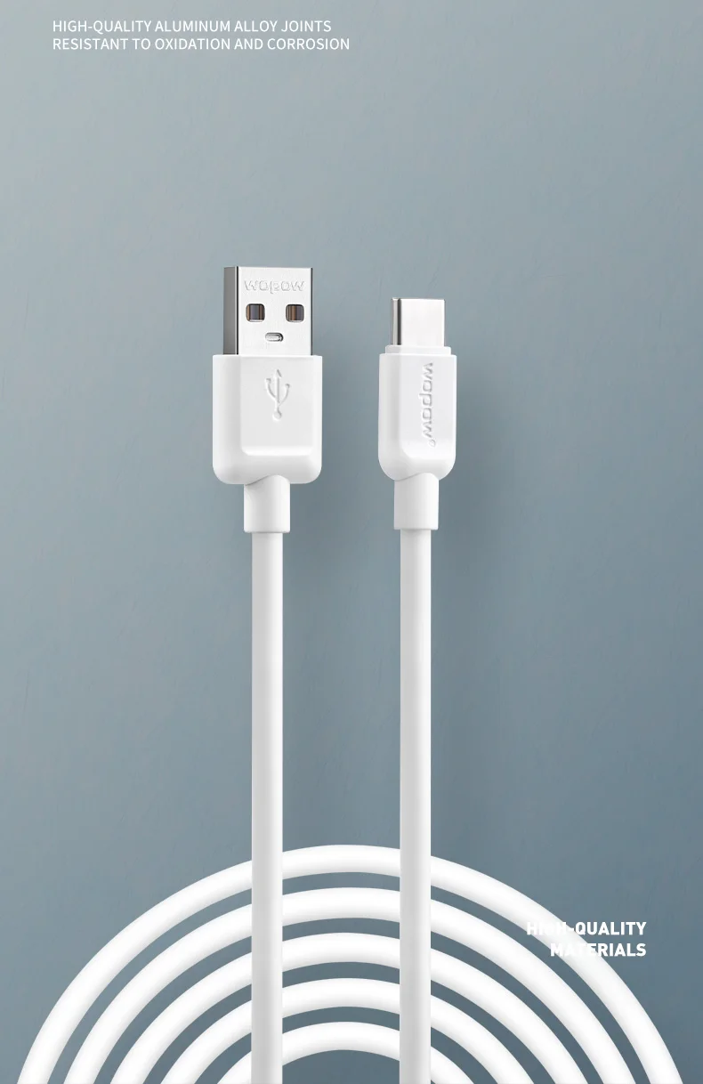 
Wopow LT-37 wopow type c cable 2M 3amp type c cable white type c charger data cable 