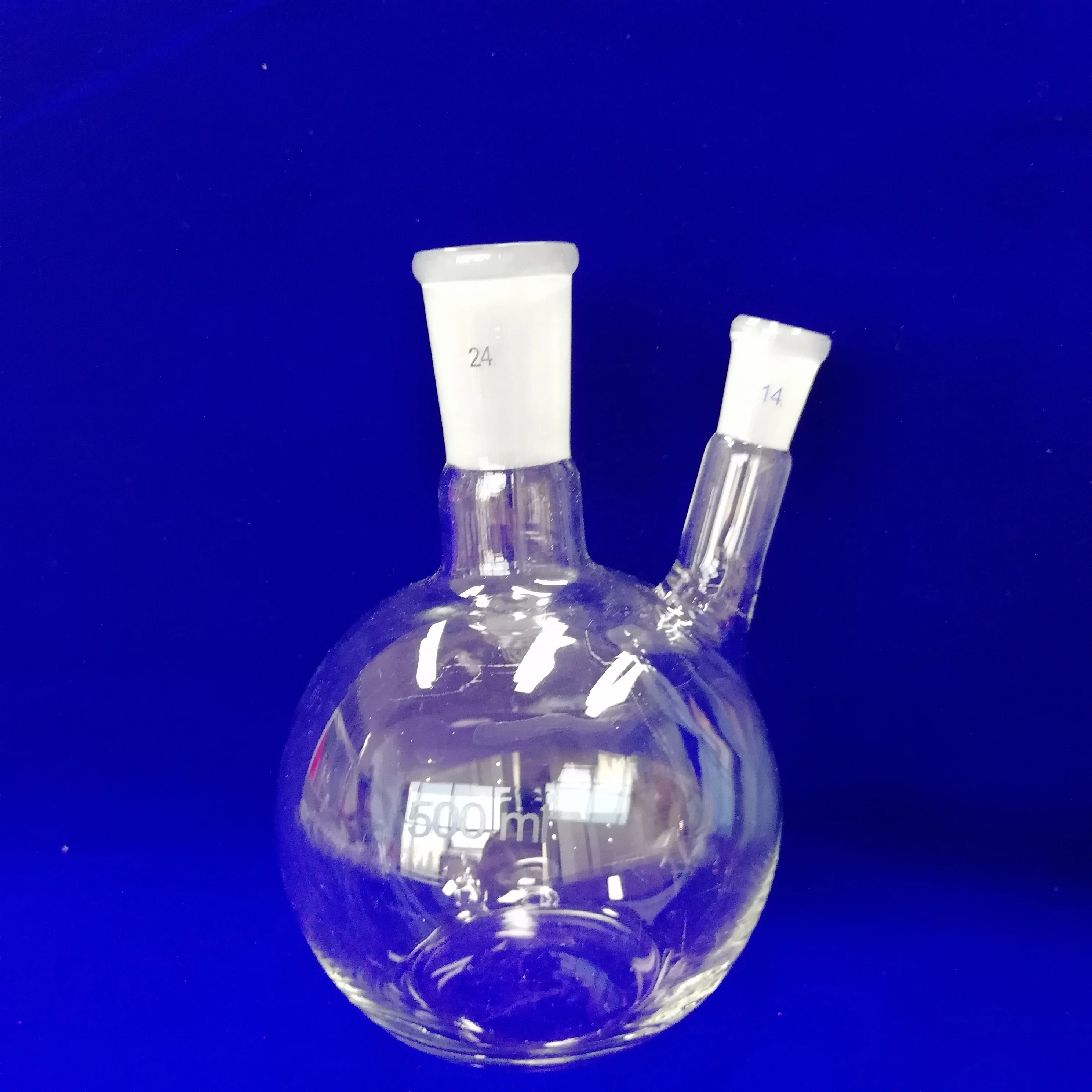 Factory supply high purity clear Two  necks round bottom lab flask