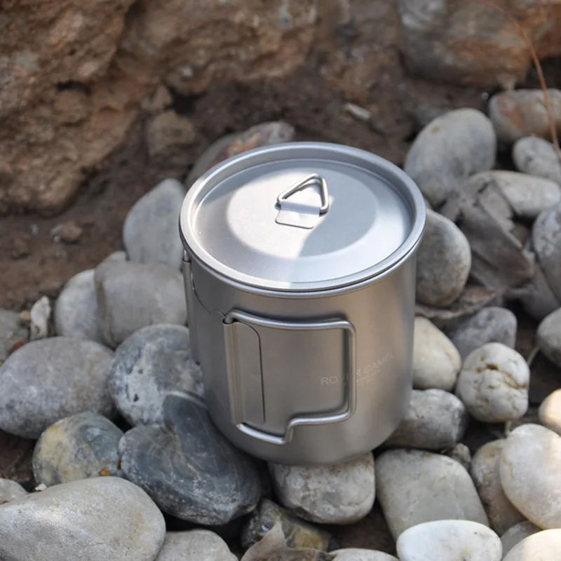 Customized Titanium Mug Eco-friendly Drinkware Folding Cup Ultralight Metal Portable for Home Camping Hiking Outdoor Mugs 420ml