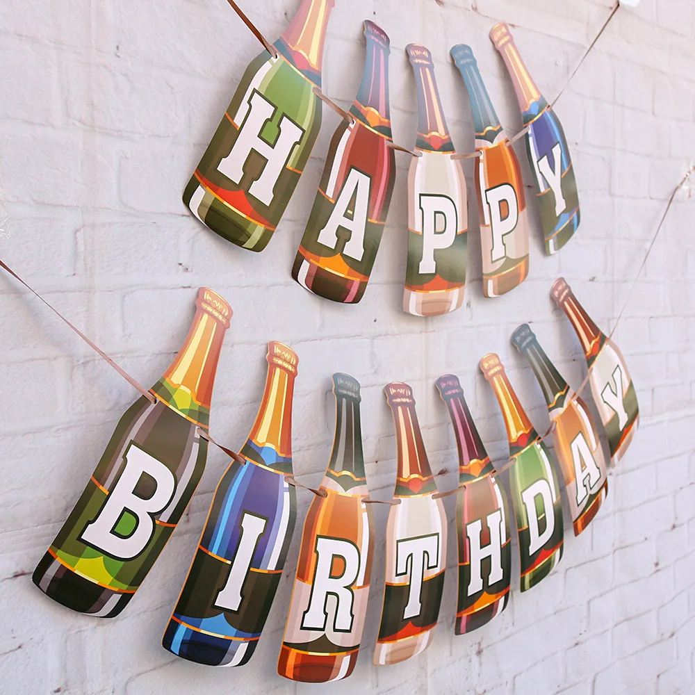 Beer pull flag wine glass pull flower bar party decoration pull flag