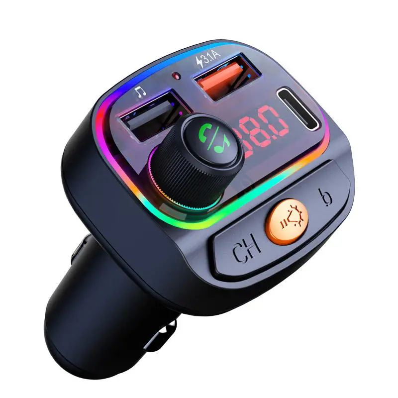 Car Phone Charger 3.1A Dual USB C-type PD FM Receiver Music Bluetooth mp3 Player FM Transmitter Portable MP3 Cigarette Lighter