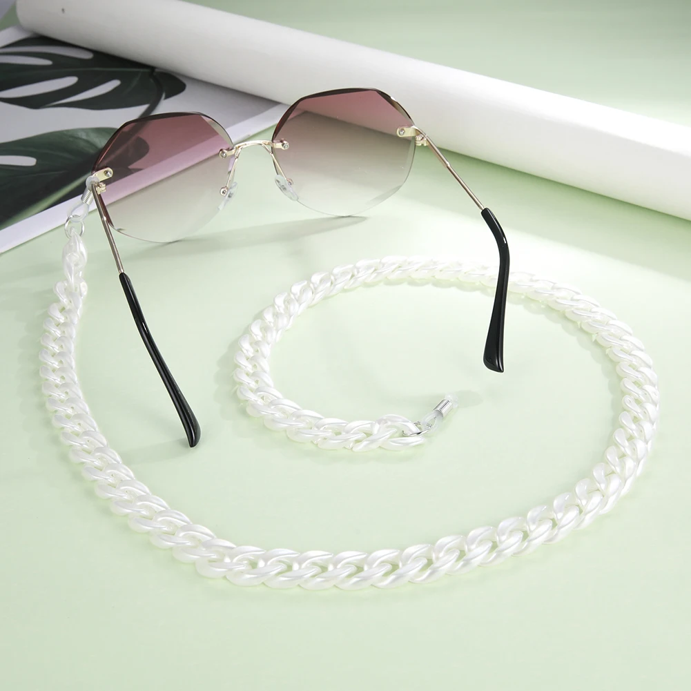 Pearl-White Acrylic Sunglasses Chain Women Lanyard Glasses Chain Straps Anti-slip Eyeglasses Accessories Neck Holder