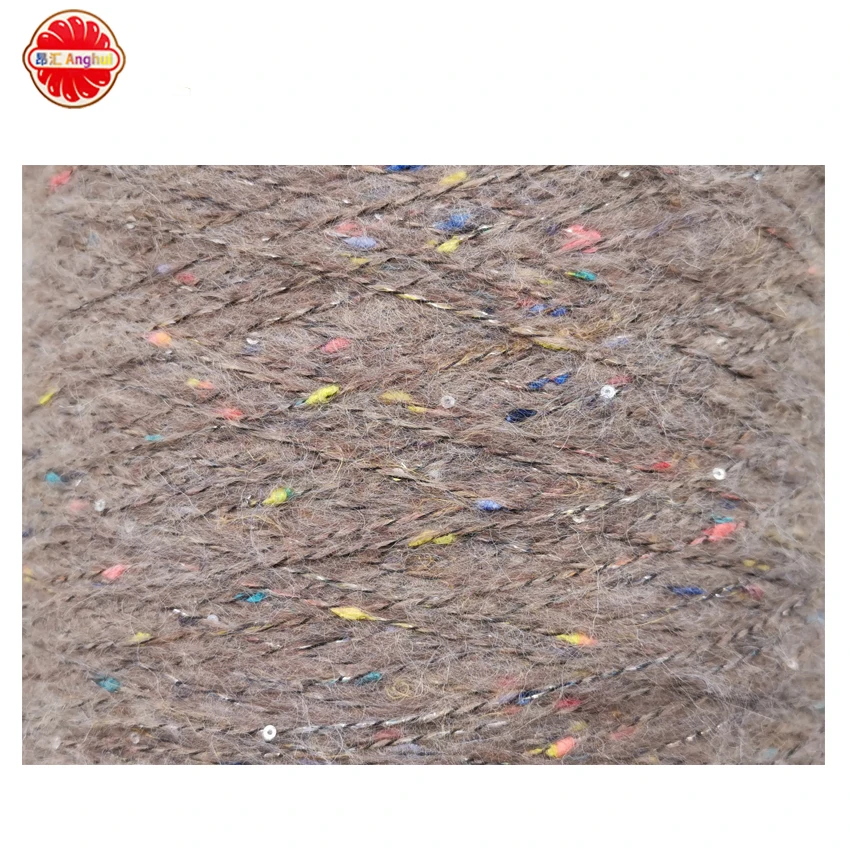 Wool Acrylic Sequin Mohair Fancy Yarn Lurex Metallic Paillette Sparkle Sequin Knot Crochet Thread For Handknitting Sweater