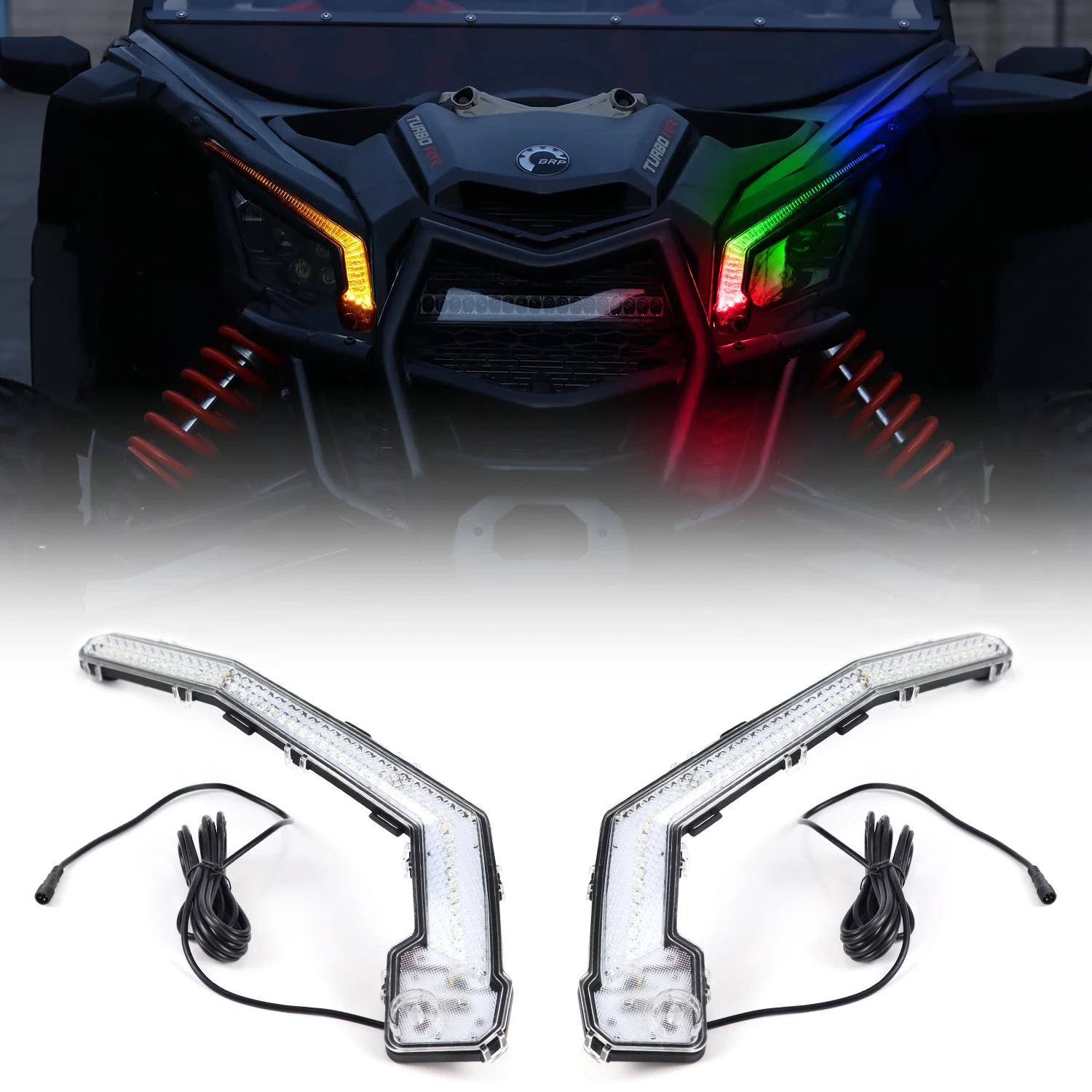 New RGB+W Front Signature Accent Daytime Running Car Led Turning Signal Can-Am Fang Led Light Kit for atv