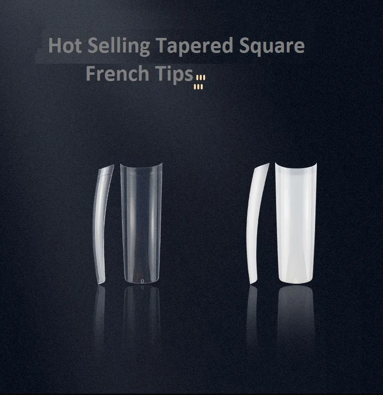 Extra XXL 550pcs Nail Tips Private Label Curve Tapered Square Nail Tips Thin Half Cover French Nail Tips for Finger Application