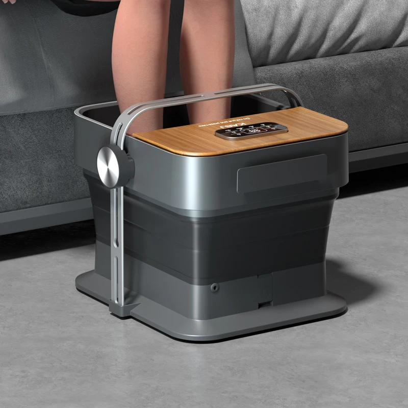 KASJ Grey White Smart Folding Electric Foot Massager Heated Foot Spa Bath
