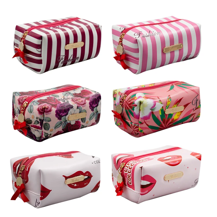 Дорожная сумка для туалетных принадлежностей розовая косметичка из ПВХ прозрачная с принтом Водонепроницаемая