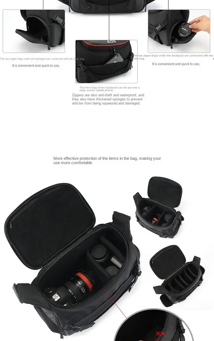 Custom Travel Waterproof  Pack Messenger backpack Laptop Gear Camcorder Dslr Camera & Video bags for Photography Men Women