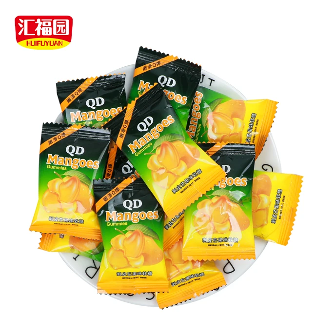 Wholesale HUIFUYUAN peeling fruit shaped mango soft candy